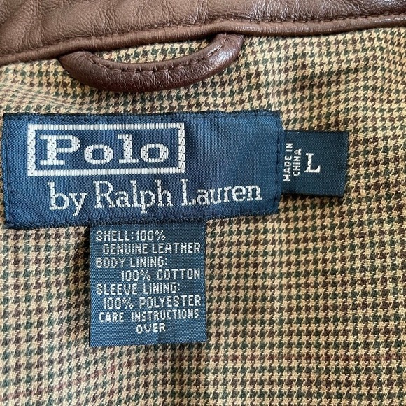 Vintage Polo Ralph Lauren Leather Jacket Large Brown Preppy Old Money - Picture 9 of 14